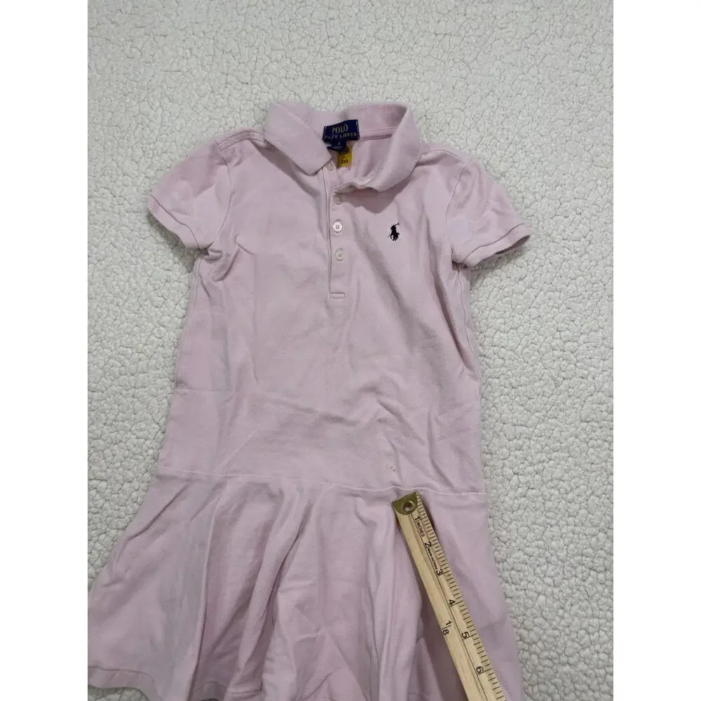 POLO Ralph Lauren Pink Dress Short Sleeve Drop Waist Pony Girls Size 5 Preppy